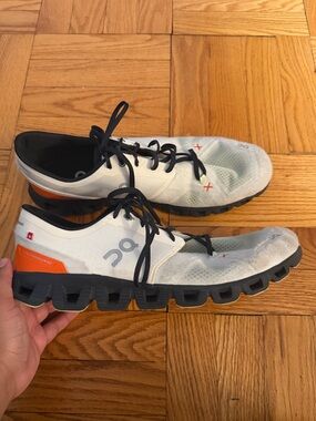 On Running Men's Athletic Shoes in White, Black & Orange